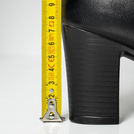 Botine dama cu toc gros si accesoriu decorativ negru suede MOD14132, 5, modlet.ro