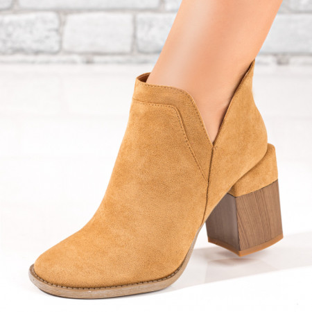 REDUCERI INCALTAMINTE, Botine dama cu toc maro suede MOD10384, modlet.ro
