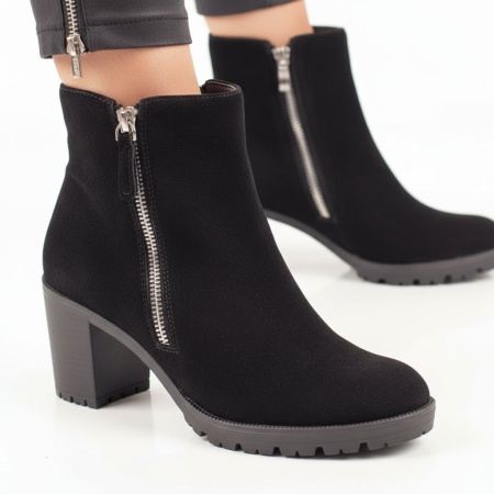 Botine dama negre suede Piele naturala MOD06262, 3, modlet.ro