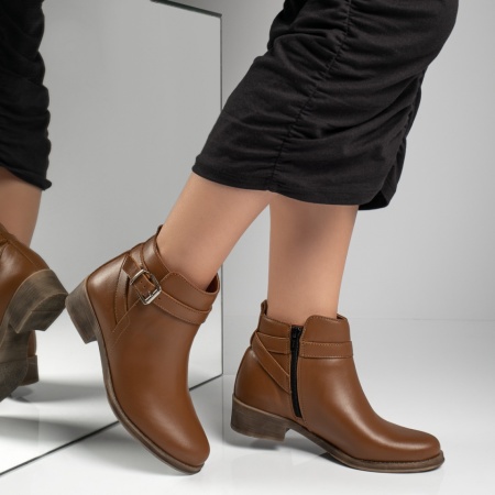 Cizme dama cu catarame maro din Piele naturala MOD06261, 3, modlet.ro