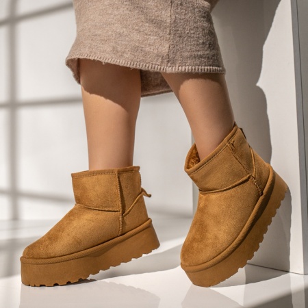 Cizme dama cu talpa groasa tip UG maro suede NINA9, 4, modlet.ro