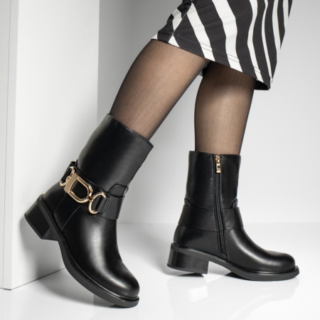 Cizme dama cu toc mic si fermoar negre MOD12917, 4, modlet.ro