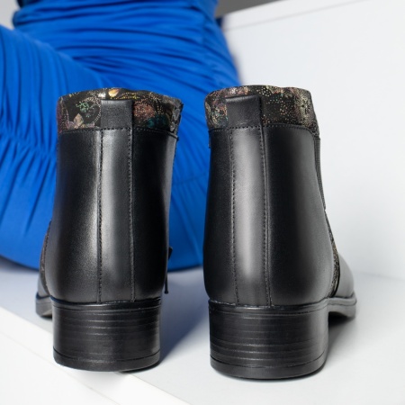 Cizme dama negre cu model floral din Piele naturala MOD05618, 2, modlet.ro