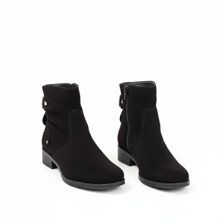 Cizme dama negru suede fara toc cu fermoar MOD05668, 2, modlet.ro