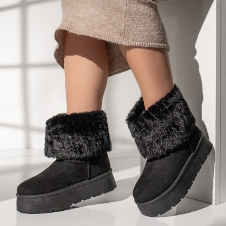 Cizme scurte, Cizme dama negru suede tip UG MOD12406, modlet.ro