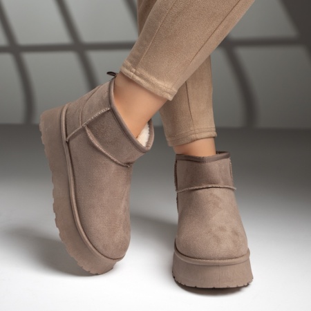 Cizme dama scurte khaki suede MOD12590, 2, modlet.ro