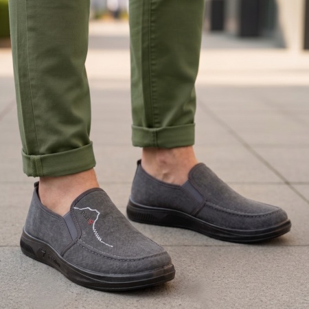 Espadrile barbati cu talpa joasa gri cu negru ALIN3, 2, modlet.ro