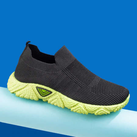 REDUCERI INCALTAMINTE, Espadrile barbati din material textil negre cu talpa verde MOD08659, modlet.ro