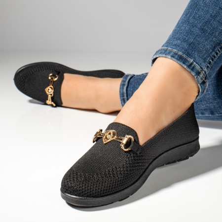 Espadrile dama cu accesoriu decorativ negre ZEF13055, 3, zeforia.ro