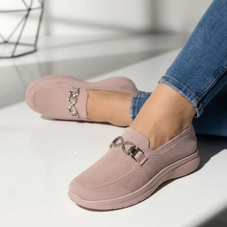 Espadrile dama cu accesoriu decorativ roz EMA1, 2, modlet.ro