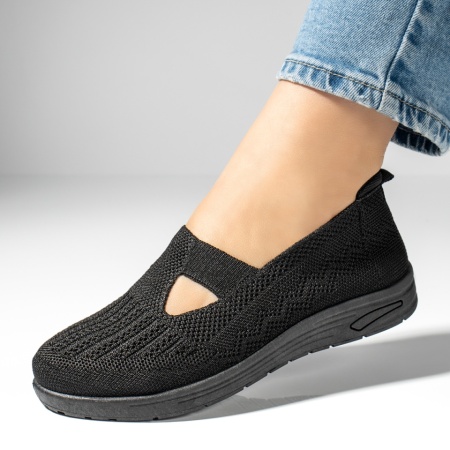Incaltaminte dama, Espadrile dama cu talpa joasa din material textil negre MOD13062, modlet.ro