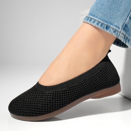 Espadrile dama cu talpa joasa din material textil negre ZEF13064