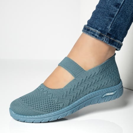 Espadrile dama cu talpa joasa si bareta albastru deschis ZEF13059