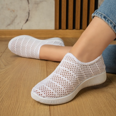 Espadrile sport dama cu perforatii albe MOD13061, 2, modlet.ro