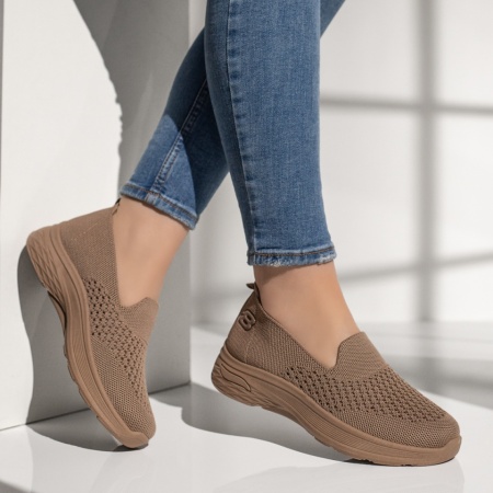 Espadrile sport dama cu perforatii khaki EMA14, 4, modlet.ro
