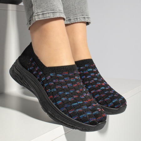 Espadrile sport dama cu talpa groasa negre EMA10, 3, modlet.ro