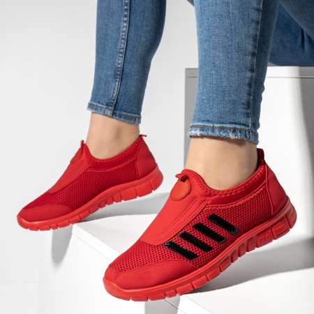 Incaltaminte dama, Espadrile sport dama cu talpa groasa rosii MOD13181, modlet.ro