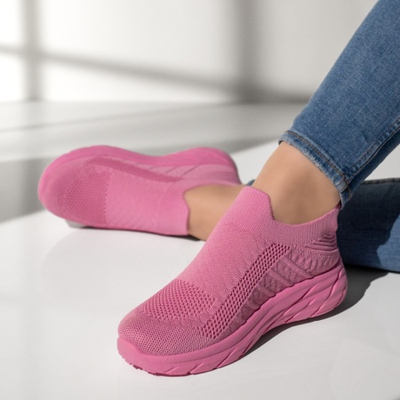 Incaltaminte dama, Espadrile sport dama cu talpa groasa roz MOD13176, modlet.ro