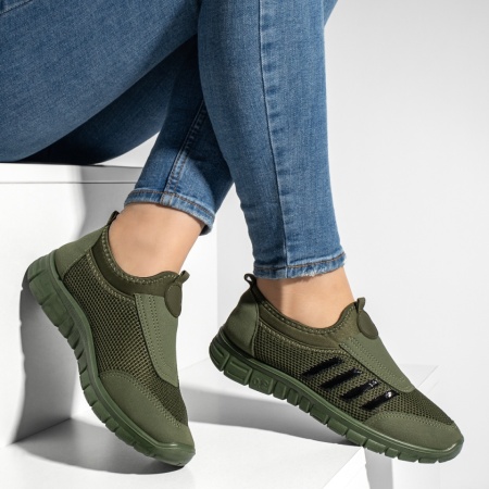 Espadrile sport dama cu talpa groasa verde inchis ZEF13181, 3, zeforia.ro