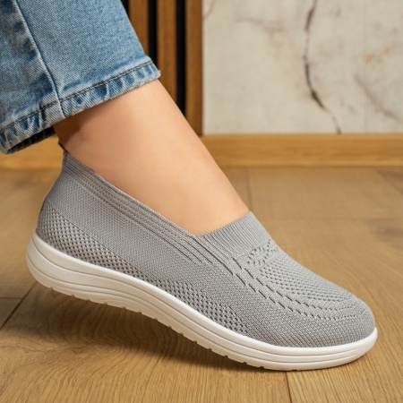 Espadrile sport dama cu talpa joasa si perforatii gri MOD13056, 4, modlet.ro