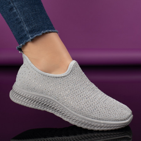 REDUCERI INCALTAMINTE, Espadrile sport dama gri cu strasuri atasate MOD09087, modlet.ro