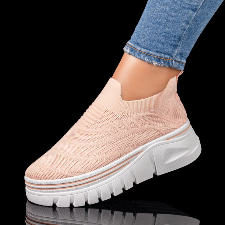REDUCERI INCALTAMINTE, Espadrile sport dama roz cu talpa groasa MOD10100, modlet.ro