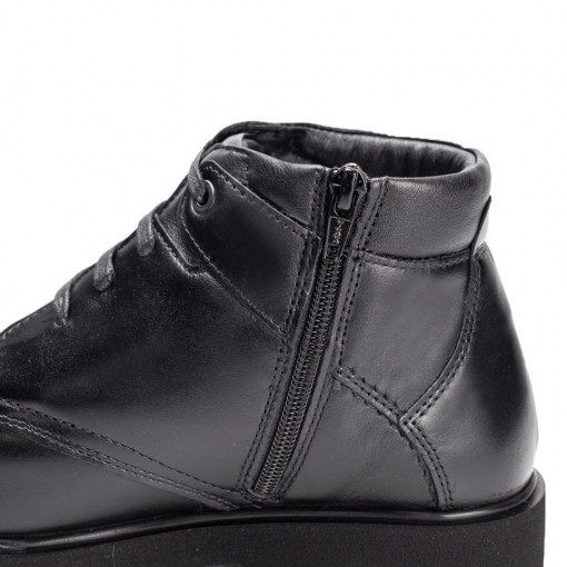 Ghete barbati negre cu siret si fermoar din Piele naturala MOD02495, 2, modlet.ro