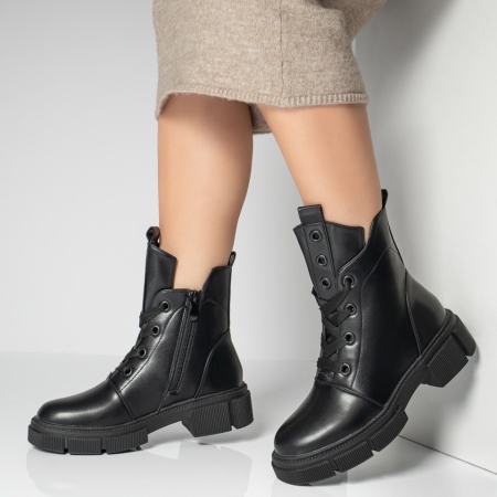 Ghete Dama, Ghete dama cu fermoar negre MOD12846, modlet.ro