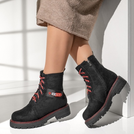 Ghete dama cu fermoar negre suede MOD07159, 3, modlet.ro