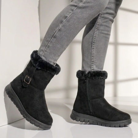 Ghete dama cu fermoar negru suede MARA41, 3, modlet.ro