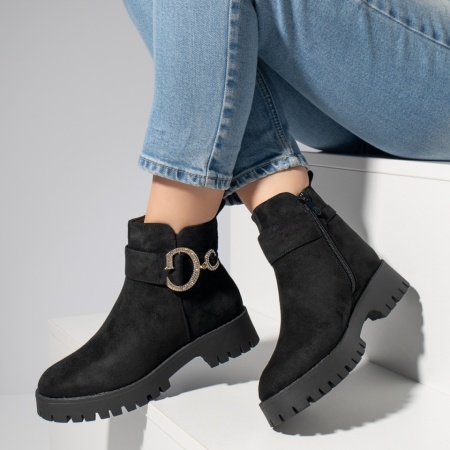 Ghete Dama, Ghete dama cu fermoar negru suede MOD12397, modlet.ro