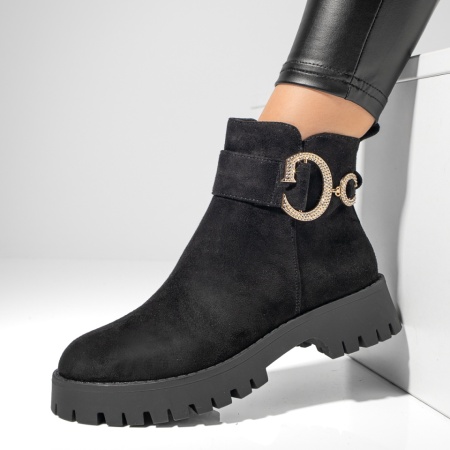 Ghete dama cu fermoar negru suede MOD12397, 4, modlet.ro