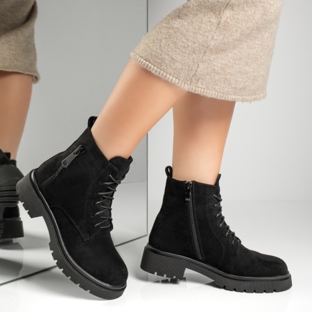 Ghete dama cu fermoar negru suede MOD12837, 3, modlet.ro