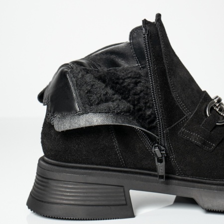 Ghete dama cu fermoar si talpa joasa negre din Piele naturala MOD14101, 3, modlet.ro