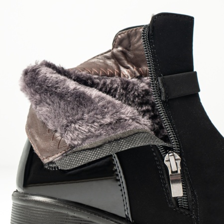 Ghete dama cu platforma si accesoriu decorativ negru suede MOD14178, 2, modlet.ro