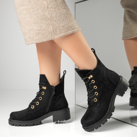 Ghete Dama, Ghete dama cu siret negru suede MOD12843, modlet.ro