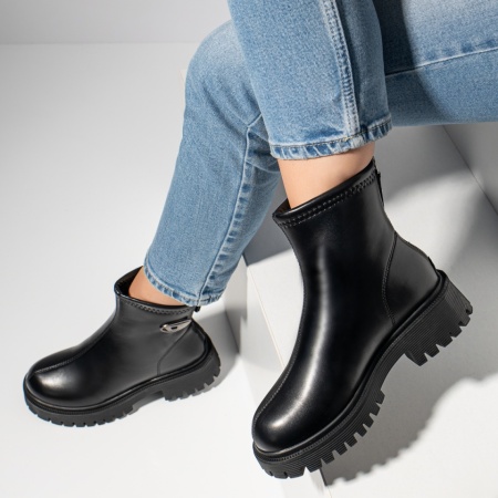 Ghete dama cu talpa groasa negre MOD12400, 2, modlet.ro
