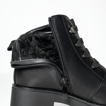 Ghete dama negre cu toc si fermoar MOD07128, 2, modlet.ro