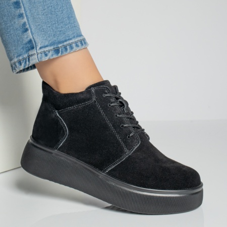 Ghete dama negre suede din Piele Naturala ZEF12219, 3, zeforia.ro