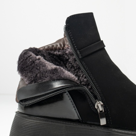Ghete dama scurte cu fermoar negru suede GINA44, 2, modlet.ro