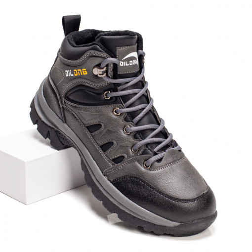 Ghete sport cu siret barbati negru cu gri MDL07364