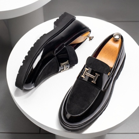 Incaltaminte barbati, Mocasini barbati casual cu talpa groasa negri MOD13721, modlet.ro