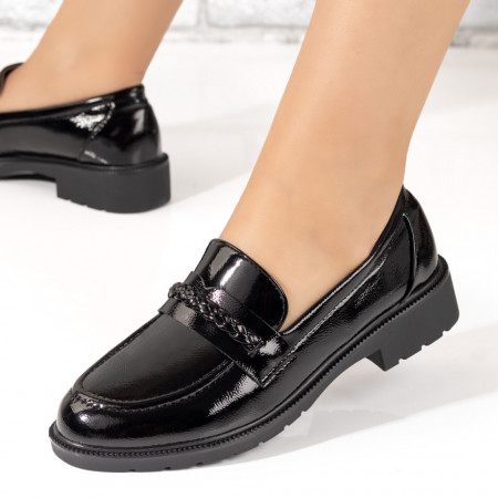 Balerini si Mocasini Dama, Mocasini dama negri cu aspect lucios MOD10136, modlet.ro