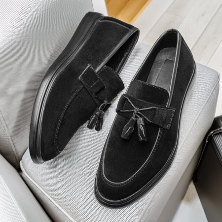 REDUCERI INCALTAMINTE, Mocasini negri suede barbati MOD11918, modlet.ro