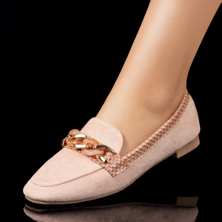 Mocasini roz dama cu lant decorativ MOD06108