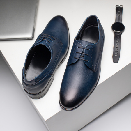 Pantofi albastri eleganti barbati din Piele naturala MOD11561, 2, modlet.ro