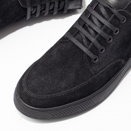 Pantofi barbatesti casual din Piele naturala negri suede MOD03548, 4, modlet.ro