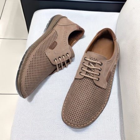 Pantofi barbati casual perforati cu siret gri din Piele naturala ZEF13612, 2, zeforia.ro