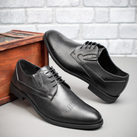 Incaltaminte barbati, Pantofi barbati eleganti cu siret negri din Piele naturala ZEF09404, zeforia.ro