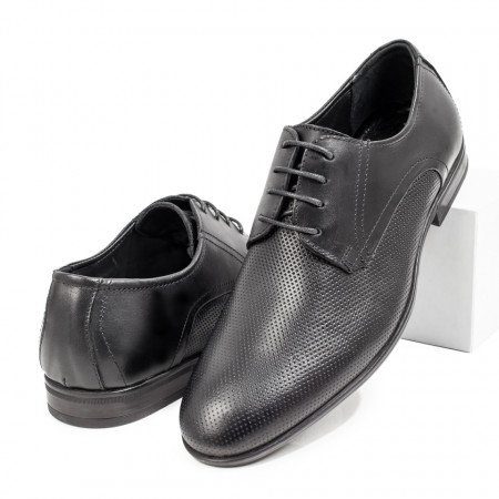 Pantofi barbati, Pantofi barbati eleganti negri cu model perforat din Piele naturala ZEF08783 - zeforia.ro